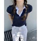 Short-sleeve Open-collar T-shirt