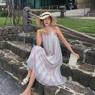 Spaghetti Strap Midi Iridescent Dress