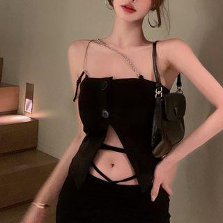 Spaghetti Strap Slit Top