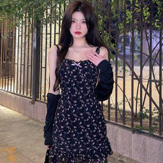 Sleeveless Floral Dress / Light Jacket