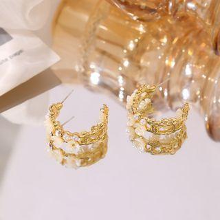 Flower Semi Circle Earring As Shown In Figure - One Size