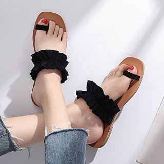 Frill Trim Loop Toe Sandals