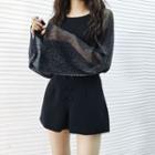 Long-sleeve Glitter Panel T-shirt