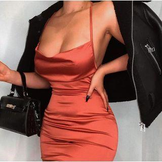 Open Back Spaghetti Straps Midi Bodycon Dress