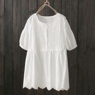 Scallop-hem Short-sleeve Top