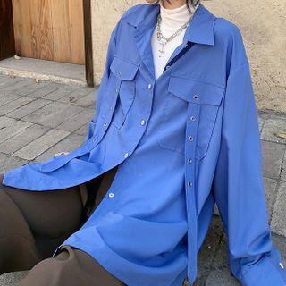 Plain Oversized Shirt Jacket