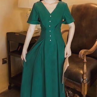 V-neck Skinny Dress