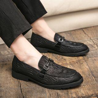 Faux-leather Buckled Crocodile Grain Casual Shoes