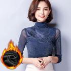 High Neck Mesh Long-sleeve T-shirt