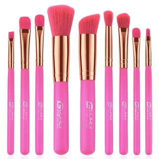 Set Of 9: Makeup Brush With Pink Wooden Handle