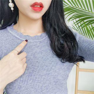 Scallop Neckline Knit Top