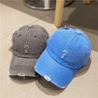 Question Mark Embroidered Distressed Denim Baseball Cap