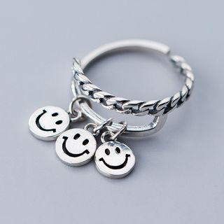925 Sterling Silver Smile Charm Layered Ring As Shown In Figure - One Size