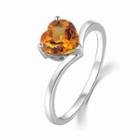 18k White Gold Heart Shaped Citrine Semi-precious Stone Women Ring