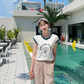 Bunny Print Ringer Top