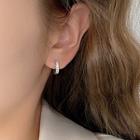 Rhinestone Hoop Earring Jml4599 - 1 Pair - Silver - One Size