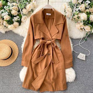 V-neck Long-sleeve Lace-up Strap Dress