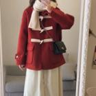 Toggle Coat / Long-sleeve Midi A-line Dress