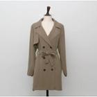 Double-breasted Flap-detail Trench Coat With Sash
