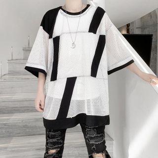 Color Block Eyelet T-shirt
