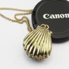 Shell Rhinestone Pendant Alloy Necklace Bronze - One Size