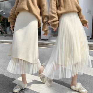 Reversible High-waist Pleated Sheer Skirt