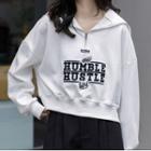 Letter Embroidered Half-zip Sweatshirt White - One Size