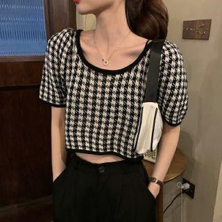 Short-sleeve Houndstooth T-shirt