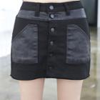 Inset Shorts Coated-panel Miniskirt