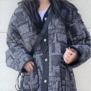 Printed Padded Jacket Black - One Size