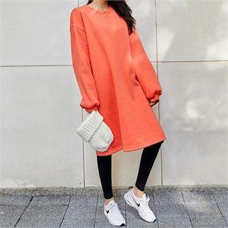 Brushed Fleece Lined Letter Print Pullover Dress