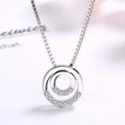 925 Silver Rhinestone Pendant Necklace As Shown In Figure - One Size