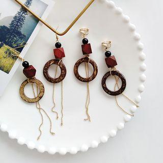 Gemstone Wood Dangle Earring