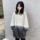 Gradient Loose-fit Hoodie Light Gray - One Size