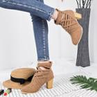 Strappy Chunky Heel Ankle Boots