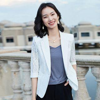 Elbow-sleeve Lace Blazer