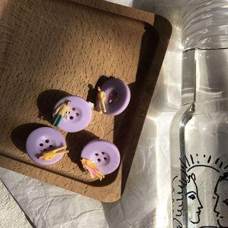 Miniature Human Figure Button Earring