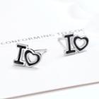 Lettering Heart Stud Earring 1 Pair - S925 Silver - As Shown In Figure - One Size