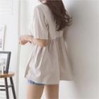 Crew-neck Shirred T-shirt