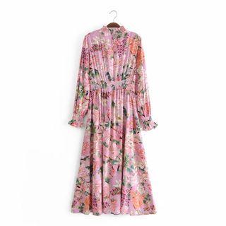 Long-sleeve Flower Pattern Dress
