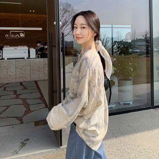 Long Sleeve Round Neck Ethnic Print Shirt As Shown In Figure - One Size