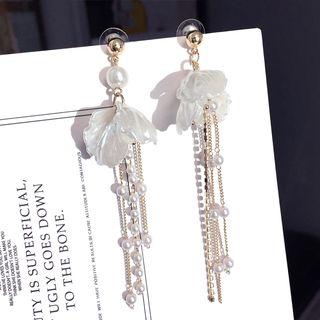 Non-matching Faux Pearl Fringed Earring 1 Pair - Steel Stud - White - One Size
