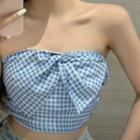 Plaid Tube Top Blue - One Size