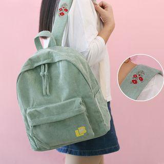 Embroidered Corduroy Lightweight Backpack