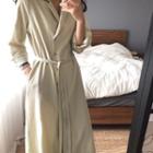 Single-breasted Long-sleeve Midi Dress As Shown In Figure - One Size