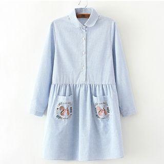 Squirrel Embroidered Shirtdress