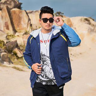 Contrast Trim Panel Hooded Jacket