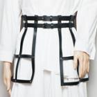Hollow Faux Leather Belt Black - One Size
