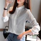 Striped Panel Long-sleeve Blouse