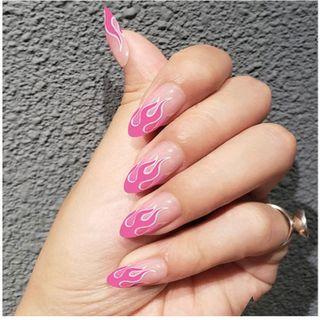 Flame Faux Nail Tips Jp961-b3 - Red - One Size